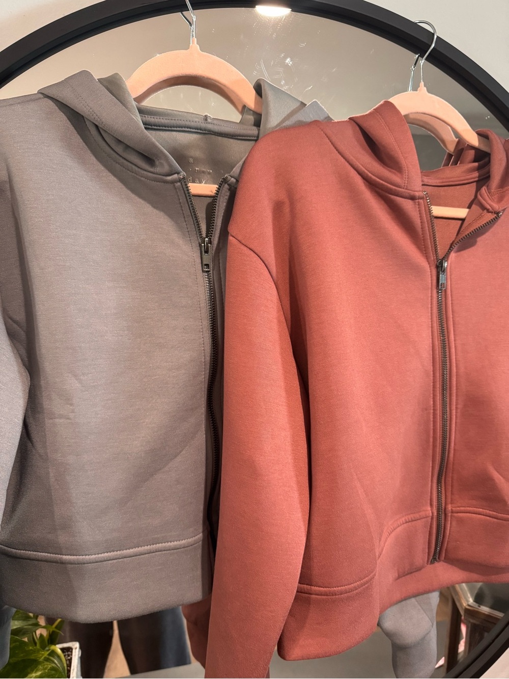 2 Women's Hooded Zip Jacket - Rust and gray
